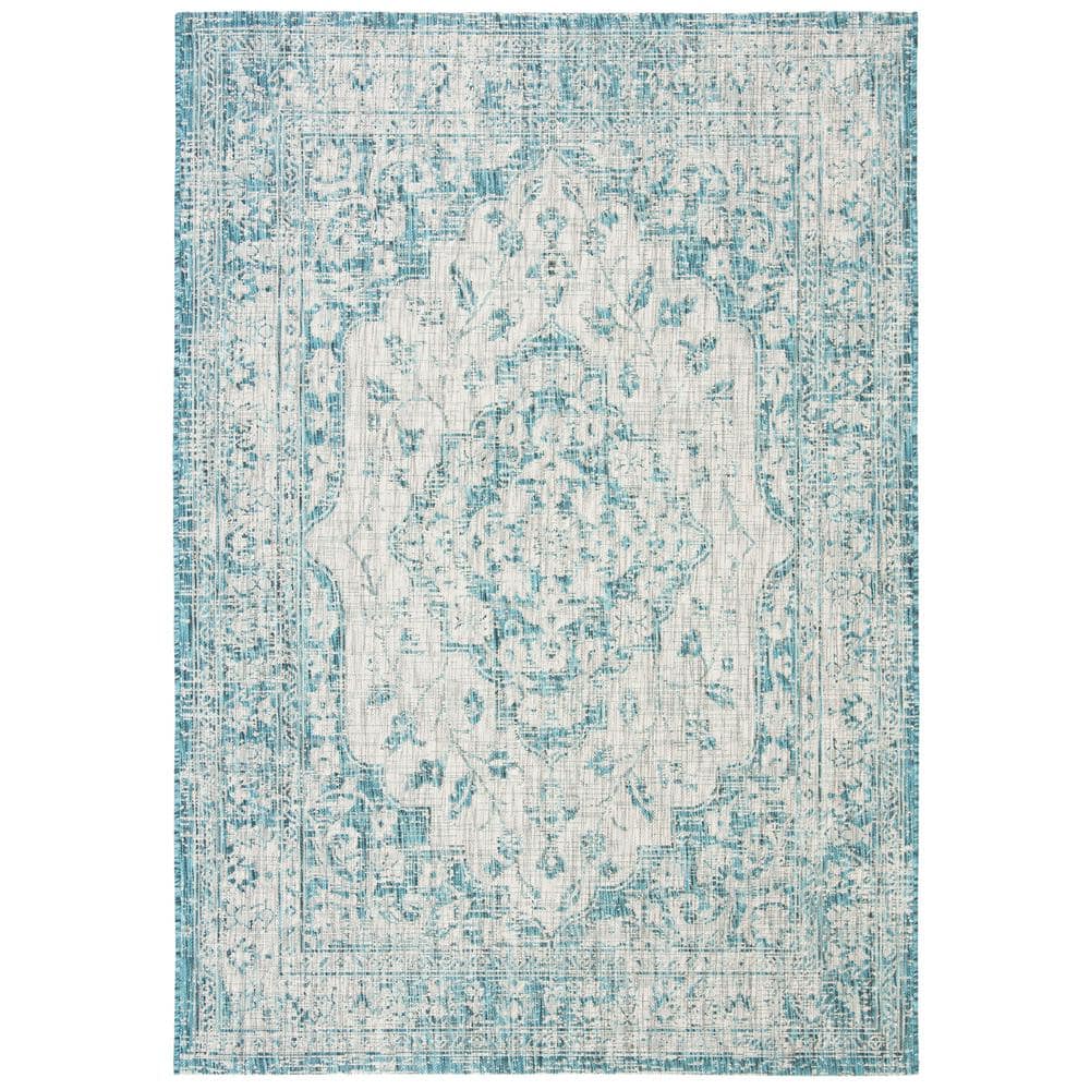 Courtyard Gray/Blue 4 ft. x 6 ft. Geometric Indoor/Outdoor Patio  Area Rug price history on PriceWatchPro
