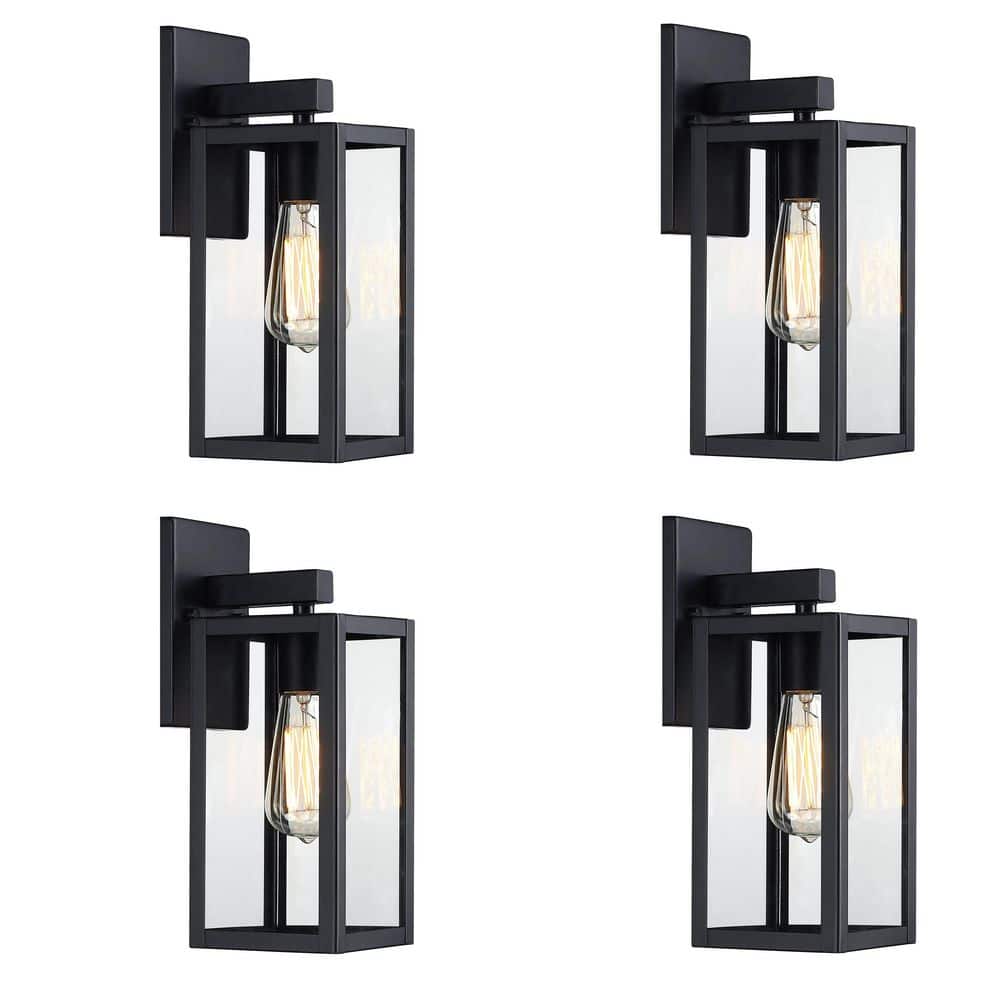 Martin 13 in. 1-Light Matte Black Outdoor Hardwired Wall Lantern Sconces with No Bulbs Included (4-Pack) price history on PriceWatchPro