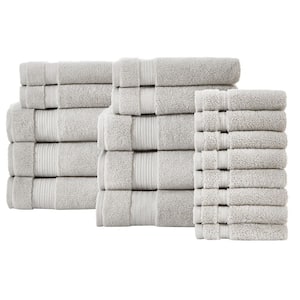 Egyptian Cotton 18-Piece Bath Towel Set in Shadow Gray