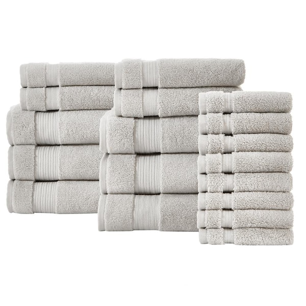 Home Decorators Collection Egyptian Cotton 18-Piece Bath Towel Set in Shadow Gray
