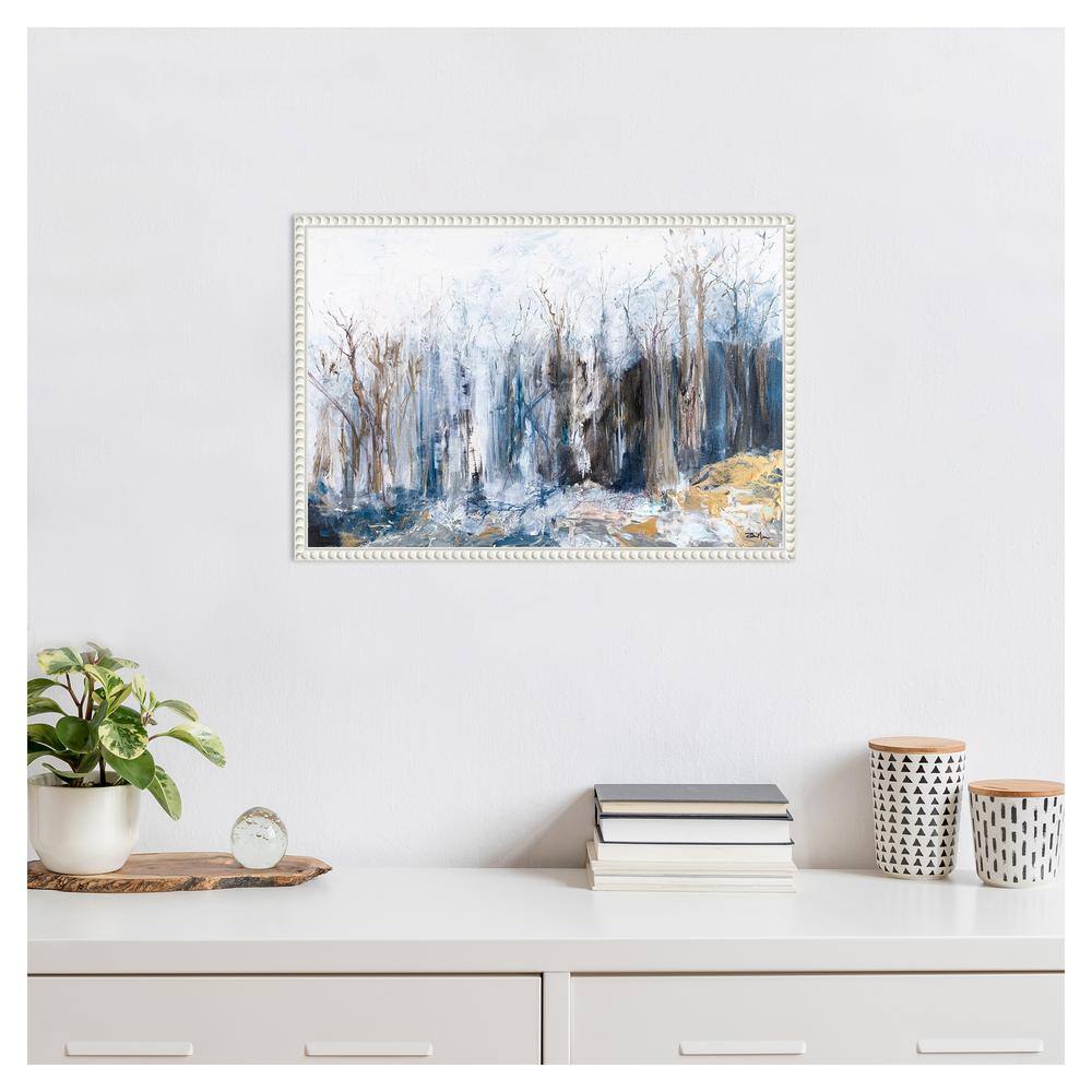 Serene Forest Landscape Beaded Framed Canvas Wall Art