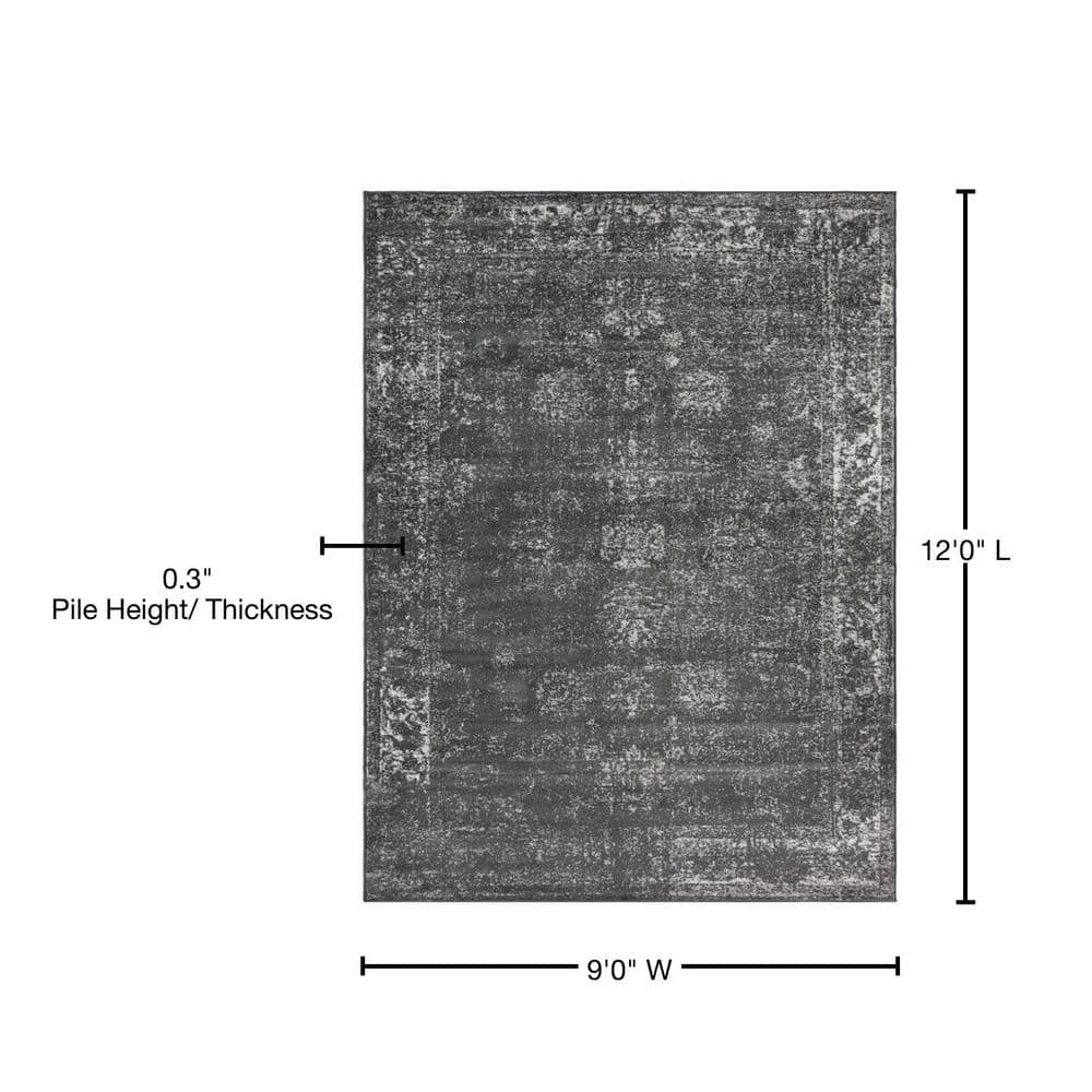 Casino Sofia Dark Gray 9' x 12' Rectangular Synthetic Area Rug