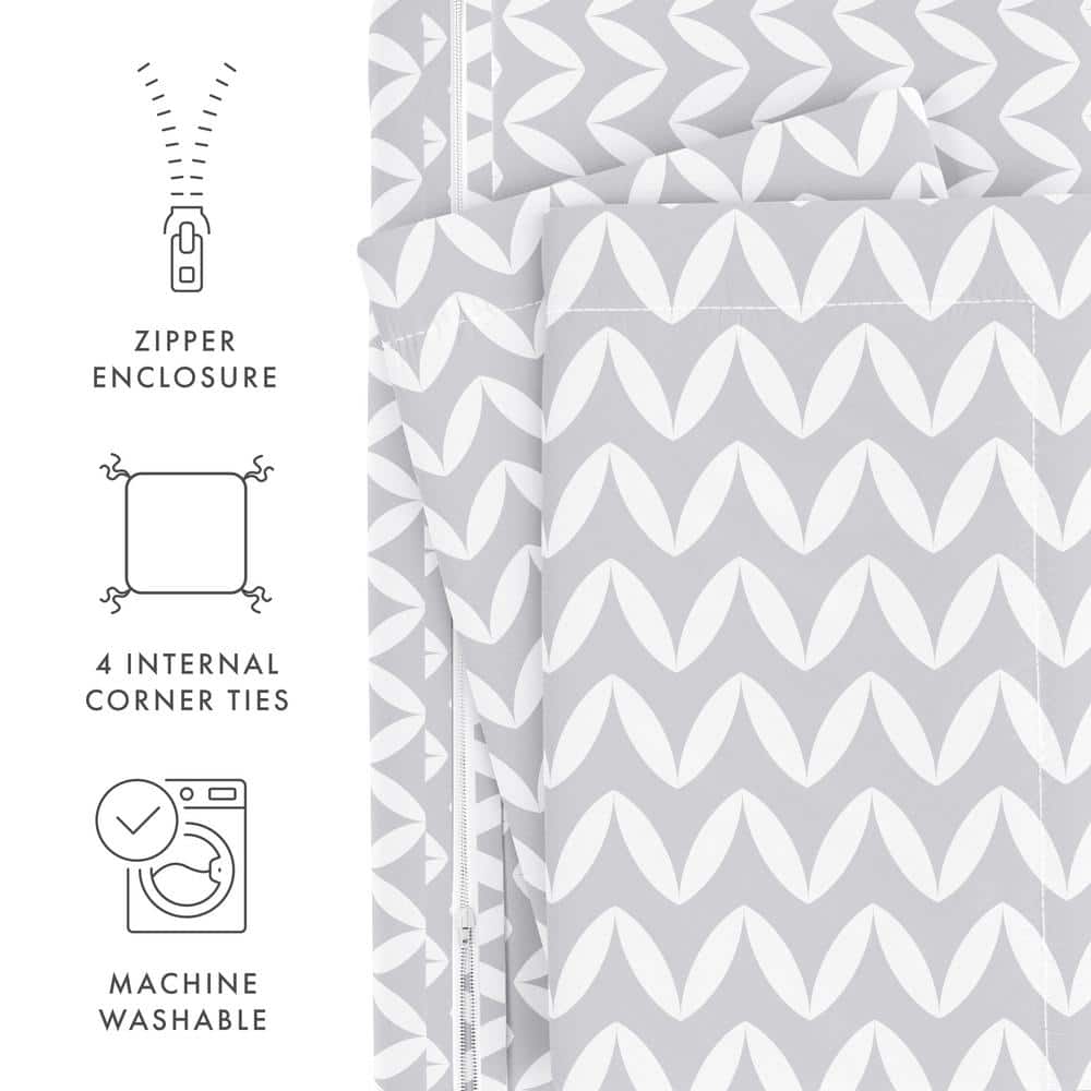 Light Gray Chevron Pattern King Duvet Cover Set