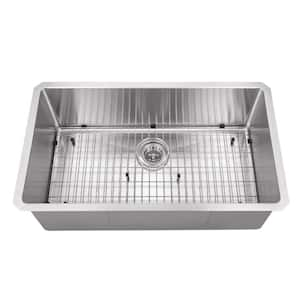 Undermount Stainless Steel 32 in. Zero Radius Corner Single Bowl Kitchen Sink