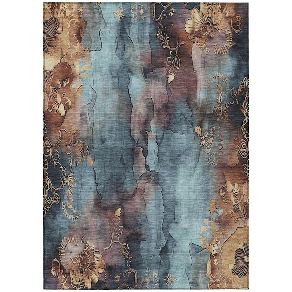 Chantille Machine Washable Indoor/Outdoor Abstract ACN1869 Blue 9 ft. x 12 ft. Accent Rug