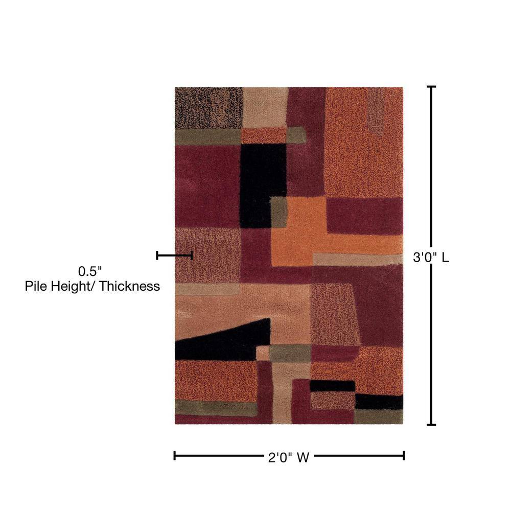 Rodeo Drive Red Wool Handmade Tufted Area Rug 2' x 3'
