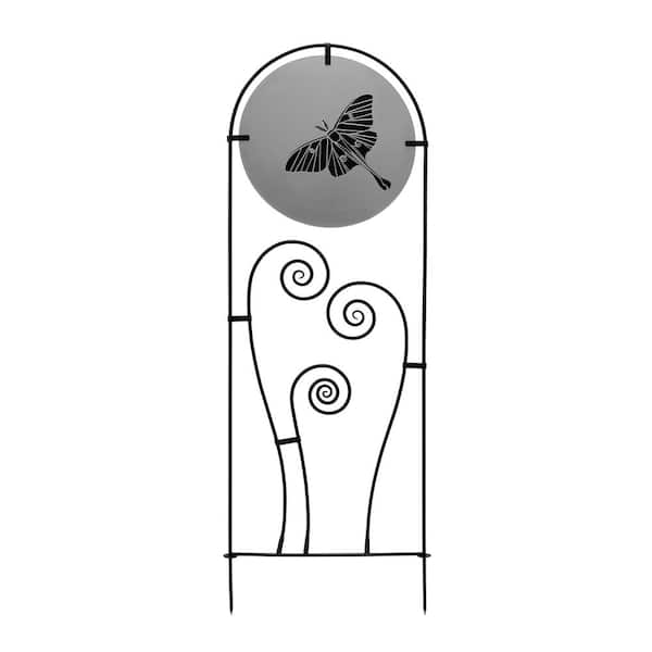 ACHLA DESIGNS 82 in. H Luna Garden Trellis, Plant Support, Wrought Iron, Black and Silver