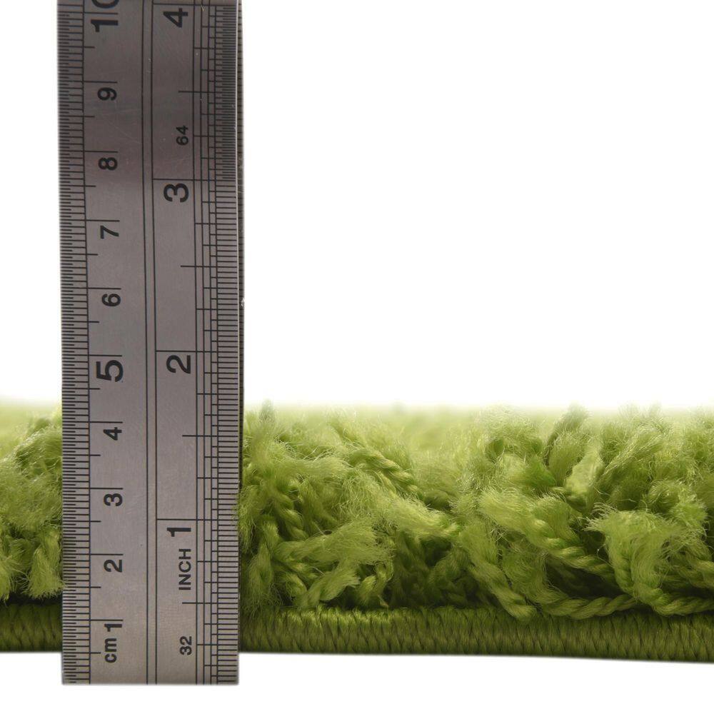 Handmade Green Synthetic Shag Kids' 4' x 6' Rug