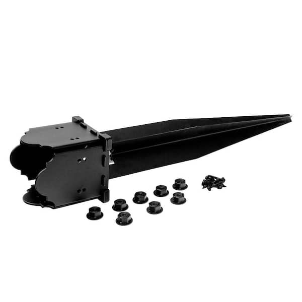 Laredo Sunset 6 in. x 6 in. x 34-1/2 in. Black Galvanized Steel Post Base and Anchor Kit