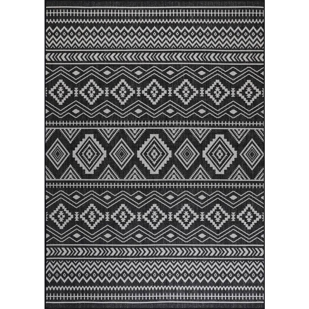 Beverly Rug Waikiki Black/White 6 ft. x 9 ft. Moroccan Indoor/Outdoor Area Rug, Black / White Beverly Rug indoor outdoor rugs are available in various sizes; 2 ft. x 3 ft. doormat rug (2 ft. 2 in. x 3 ft. 3 in.), 2 ft. x 7 ft. (2 ft. 2 in. x 7 ft.) runner rug, 4 ft. x 6 ft. area rug (3 ft. 11 in. x 5 ft. 11 in.), area rug 5 ft. x 7 ft. (5 ft. 3 in. x 7 ft.), 6 ft. x 9 ft. area rugs (6 ft. 7 in. x 9 ft.), large area rug 8 ft. x 10 ft. (7 ft. 10 in. x 10 ft.) and 6 ft. 7 in. round rug. You can use our non-shedding rugs wherever needed; either indoors such as living room, dining room, laundry room, bedroom, hallway, children playroom, or outdoors such as deck, patio, pool side, picnic, beach, garage, or guest lounges. These fade resistant indoor rugs has UV protection and offer environment protection with their eco-friendly and breathable material. The vibrant colors will not fade in the sun. Ideal for high traffic areas. With natural color options of beige, blue, grey and dark grey, this beautiful Moroccan design area rug is perfect fit for your vintage decor. Color: Black / White.