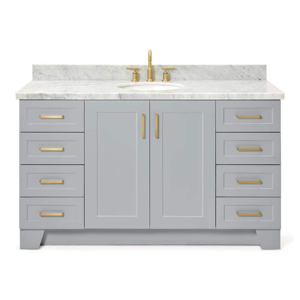 Taylor 61" Gray Freestanding Bath Vanity with Carrara Marble Top