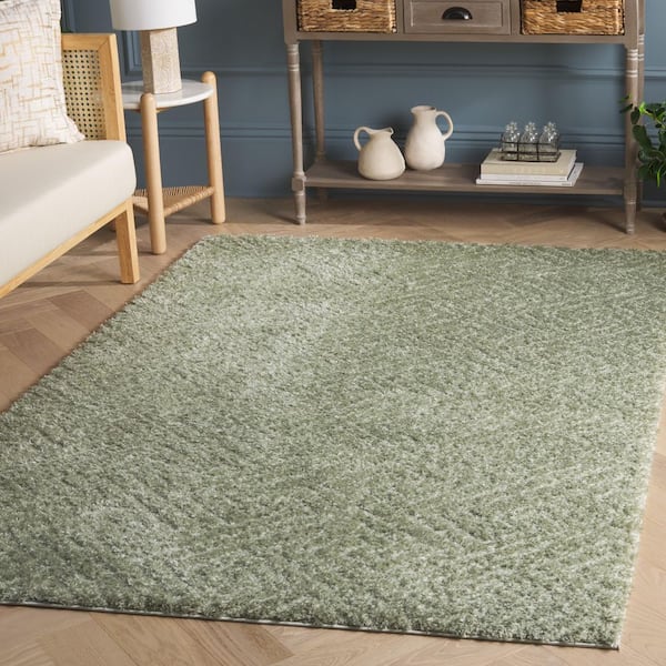 Tahoe Shag 3 ft. x 3 ft. Sage Solid Geometric square Area Rug