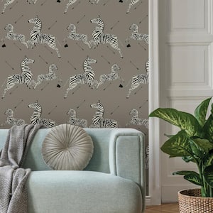 Grey Zebra Safari Self Adhesive Wallpaper Sample
