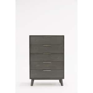 Valerie Gray 5 Drawers 30 in Chest of Drawers
