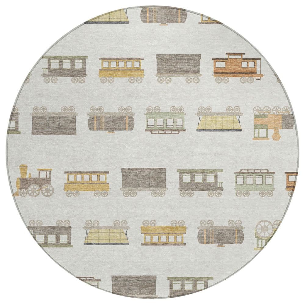 Chantille Machine Washable Indoor/Outdoor Abstract ACN2621 Ivory 8 ft. x 8 ft. Round Rug price history on PriceWatchPro