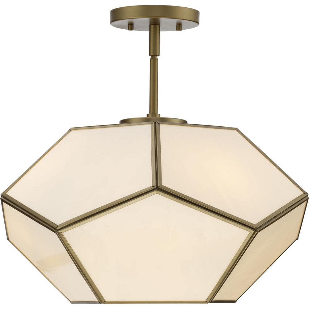 Latham Vintage Gold Geometric Glass Flush Mount Light