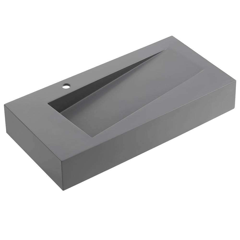 36 in. Wall-Mount or Countertop Bathroom with Diamond Bowl Solid Surface in Matte Gray price history on PriceWatchPro