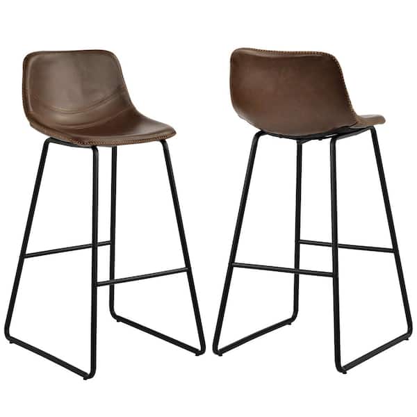 Wateday Light Brown Vintage Leather Dining Chairs Set of 2