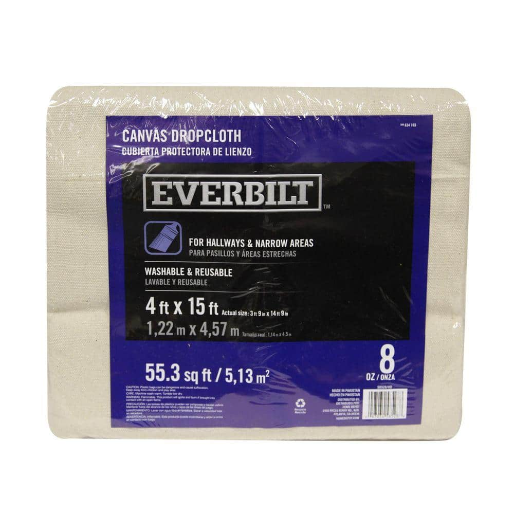 Everbilt 4 Ft x 15 Ft Canvas Drop Cloth 58538/6HD - The Home Depot