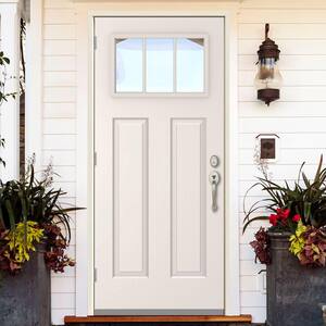 Element Series 3 Lite White Primed Steel Prehung Front Door with 4-9/16 in. Frame