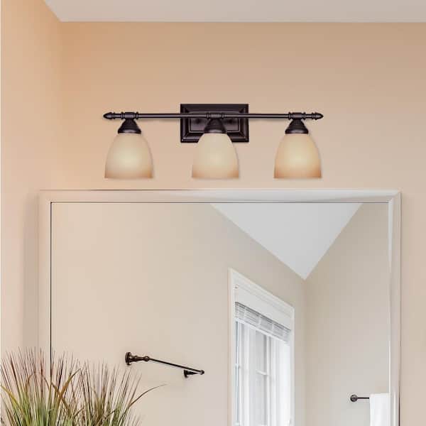 Designers Fountain Apollo 23.75 in. 3-Light Oil Rubbed Bronze Transitional Vanity Light with Alabaster Glass Shades