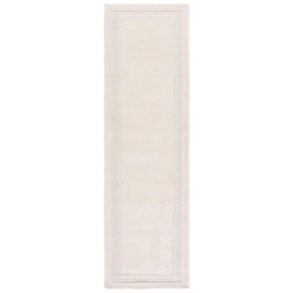 Metro 2 ft. x 8 ft. Ivory Border Solid Runner Rug