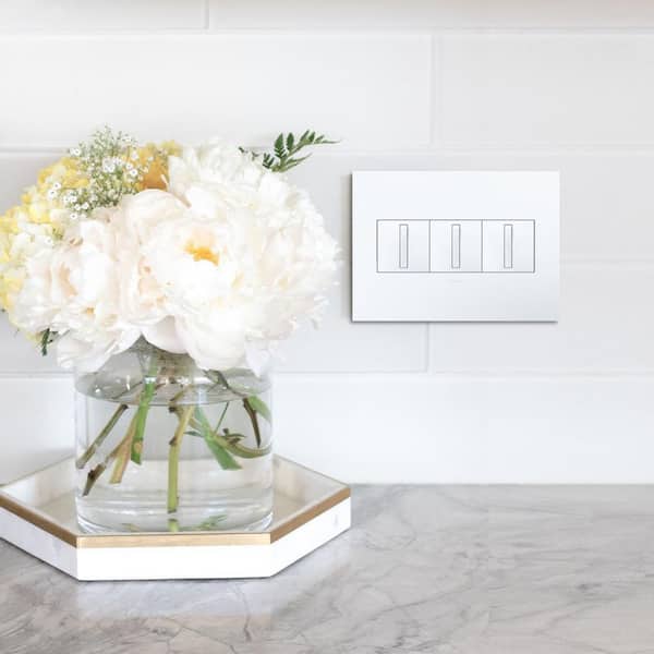 adorne 3 Gang Decorator/Rocker Wall Plate with Microban, Gloss White (1-Pack)