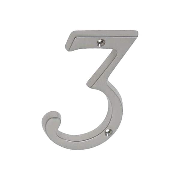 Schlage 4 in. Satin Nickel Classic House Number 3
