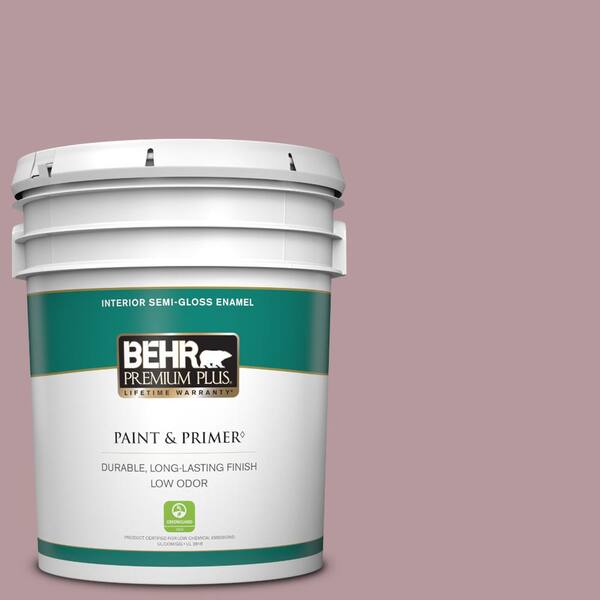 BEHR PREMIUM PLUS 5 gal. #PMD-71 Twilight Blush Semi-Gloss Enamel Low Odor Interior Paint & Primer