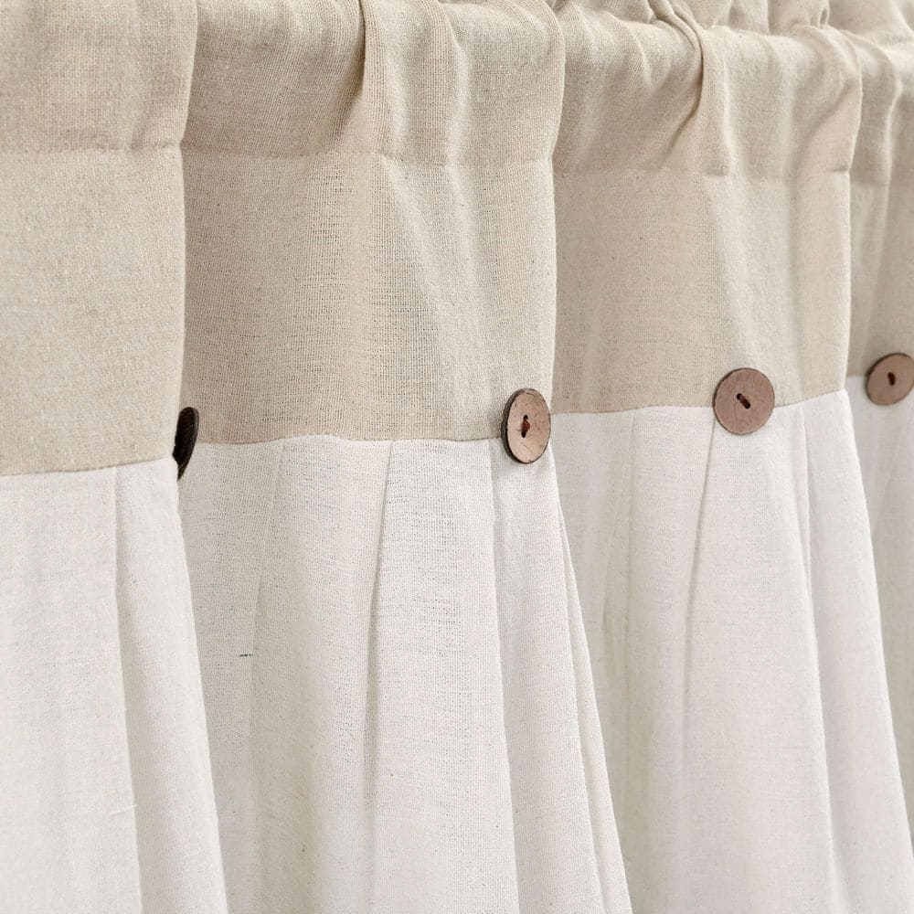 Linen Button Pleated Rod Pocket Window Valance
