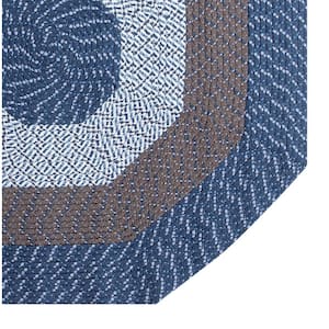 Country Stripe Braid Collection Chambray Stripe 48" Octagonal 100% Polypropylene Reversible Area Rug