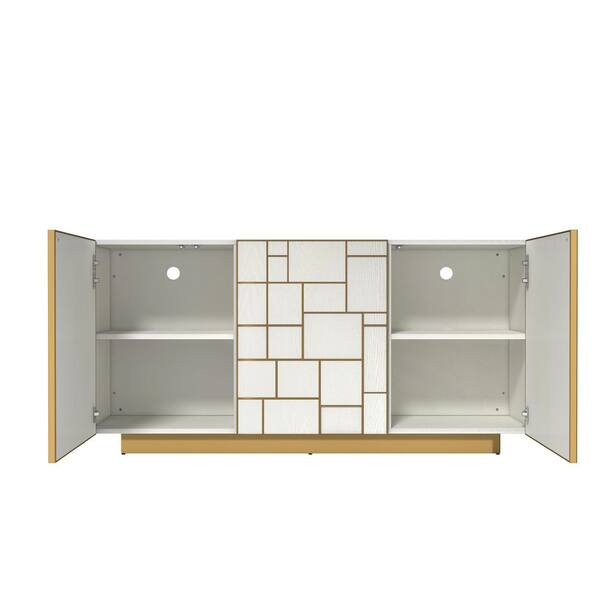 Clihome White 33 in. H 3-Door MDF Accent Cabinet Freestanding