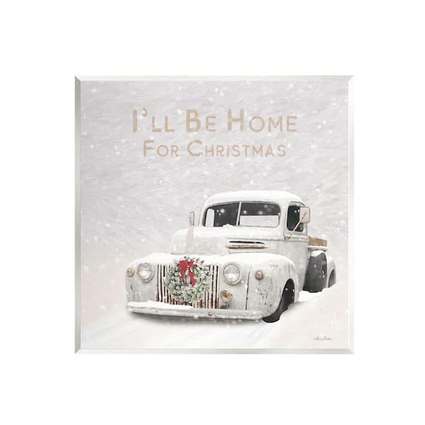 Stupell Industries I'll be Home For Christmas Phrase by Lori Deiter 1-Piece Unframed Graphic Print Travel Poster Art Print 12 in. x 12 in.