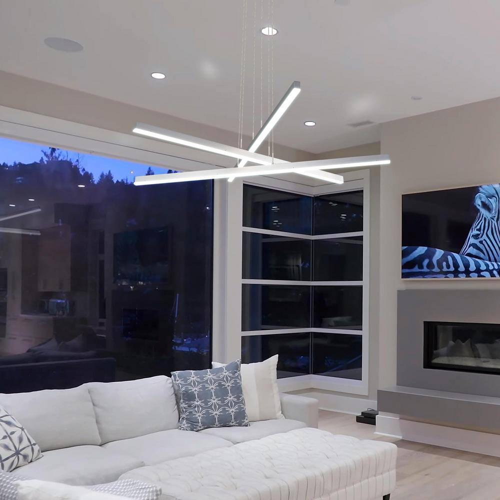 Sirius 40" Silver Aluminum Integrated LED Adjustable Pendant