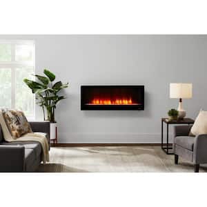 48 in. W View Wall Mount Electric Fireplace in Black