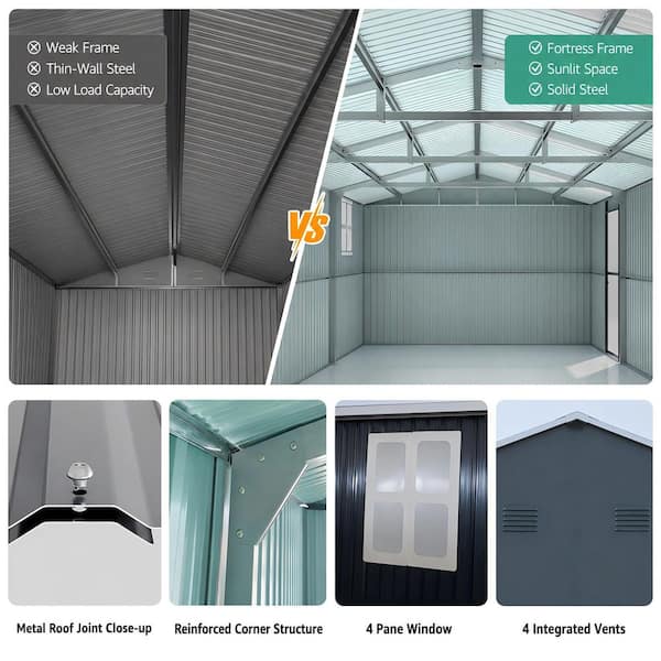 Daheat Cix, 13 ft. W x 20 ft. D, Outdoor Multifuctional Metal Shed