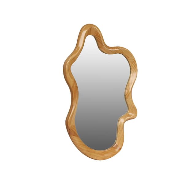 Avex Brown 22.24 in. W x 33.46 in. H Art Deco Irregular Wooden Framed Mirror