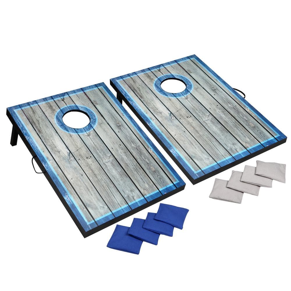 UPC 672875000036 product image for LED Cornhole Set with Target Boards and 8 Bean Toss Bags in Blue/White | upcitemdb.com