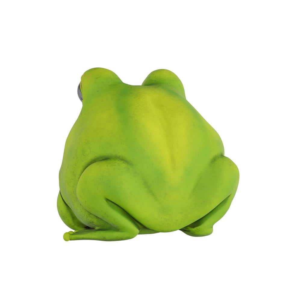 Vibrant Green Polyresin Chubby Frog Garden Statue