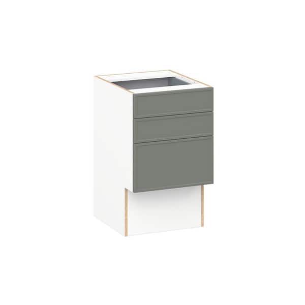 Fairview Moss Green Slim Shaker Assembled Vanity ADA Drawer Base Cabinet with 3 Drawers (18 in. W x 30 in. H x 21 in. D)