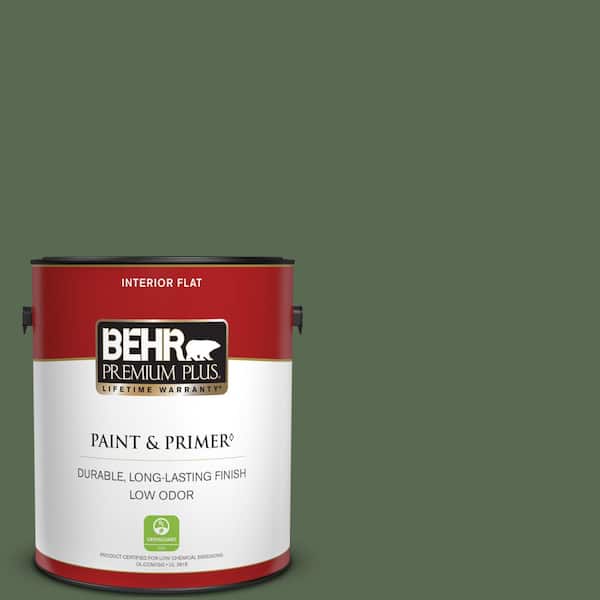 BEHR PREMIUM PLUS 1 gal. #S390-7 Trailing Vine Flat Low Odor Interior Paint & Primer