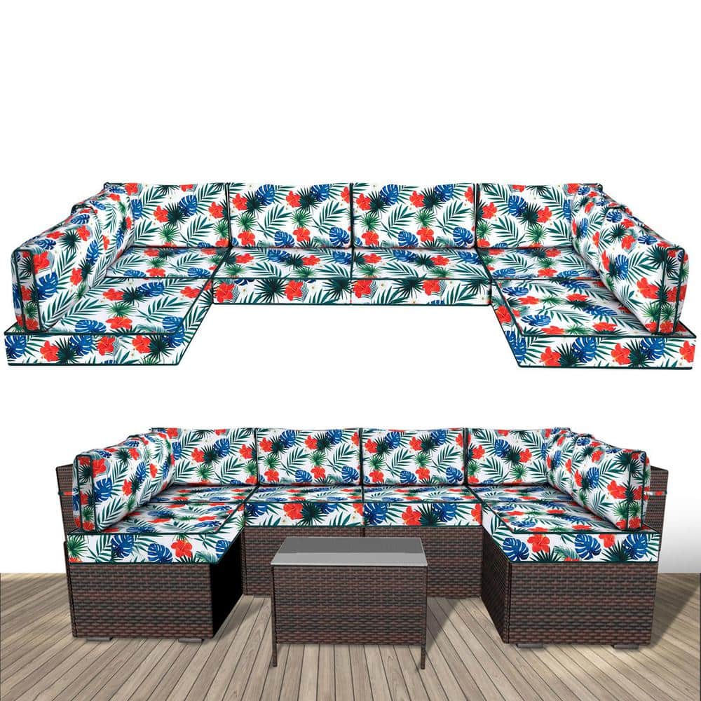 6 Seat Waterproof Outdoor Replacement Cushions, 102.4 x 47.2 x 13.7 in.-14-