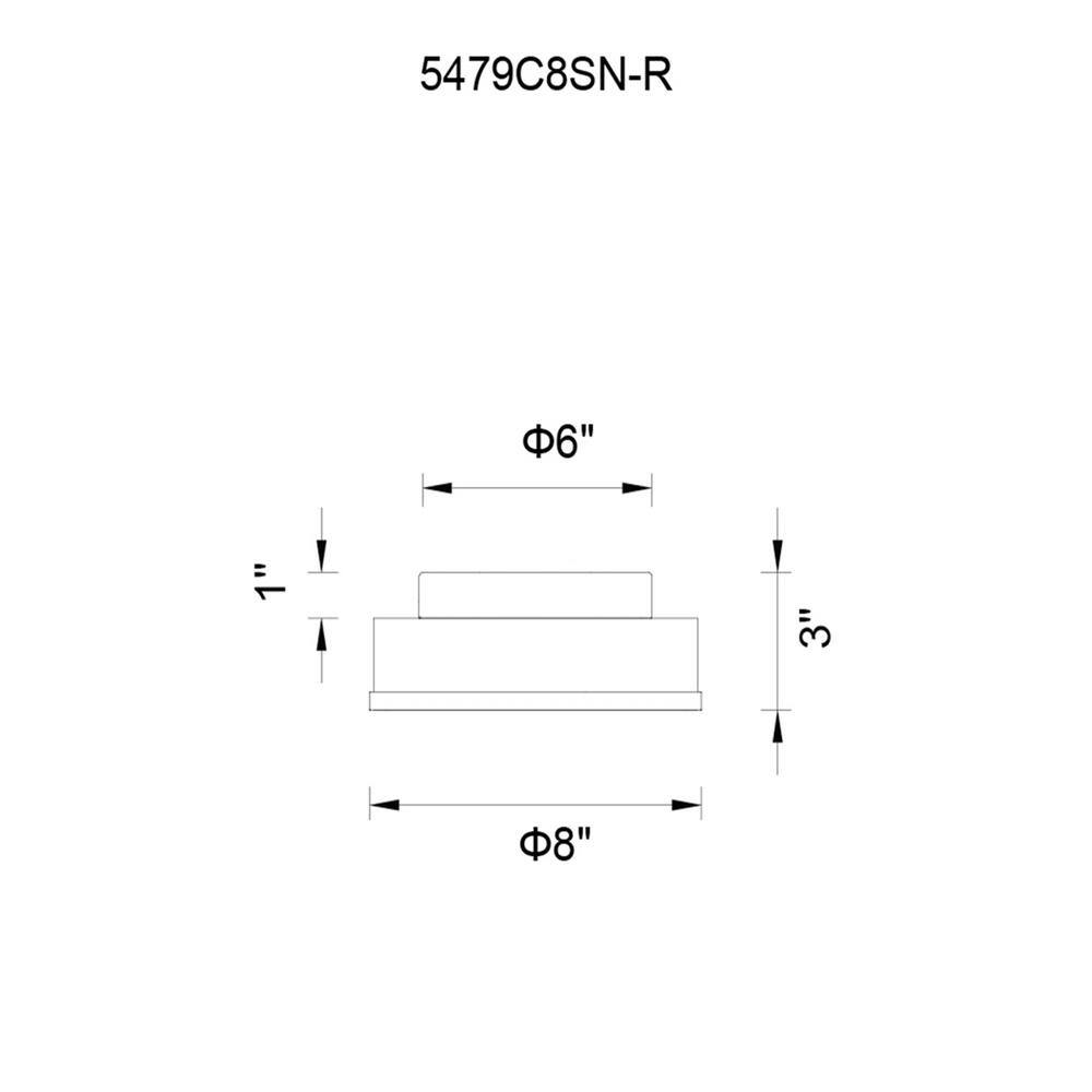 Satin Nickel 8" Drum Glass Flush Mount with Nickel Frame