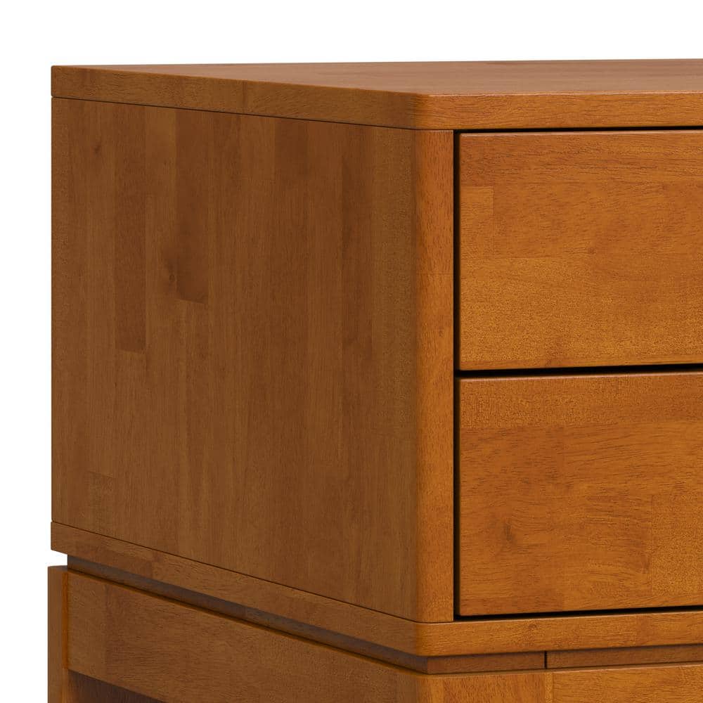 Teak Brown Solid Hardwood Square End Table with Storage