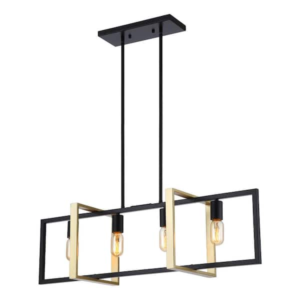 Parrot Uncle Seppo 4-Light Matt Black and Golden Kitchen Island Pendant