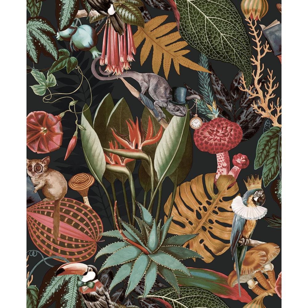 Walls Republic A Tropical Soiree Charcoal Botanical Paper Non-Pasted  Wallpaper Roll (Covers 57 Sq. Ft.) R6494 - The Home Depot