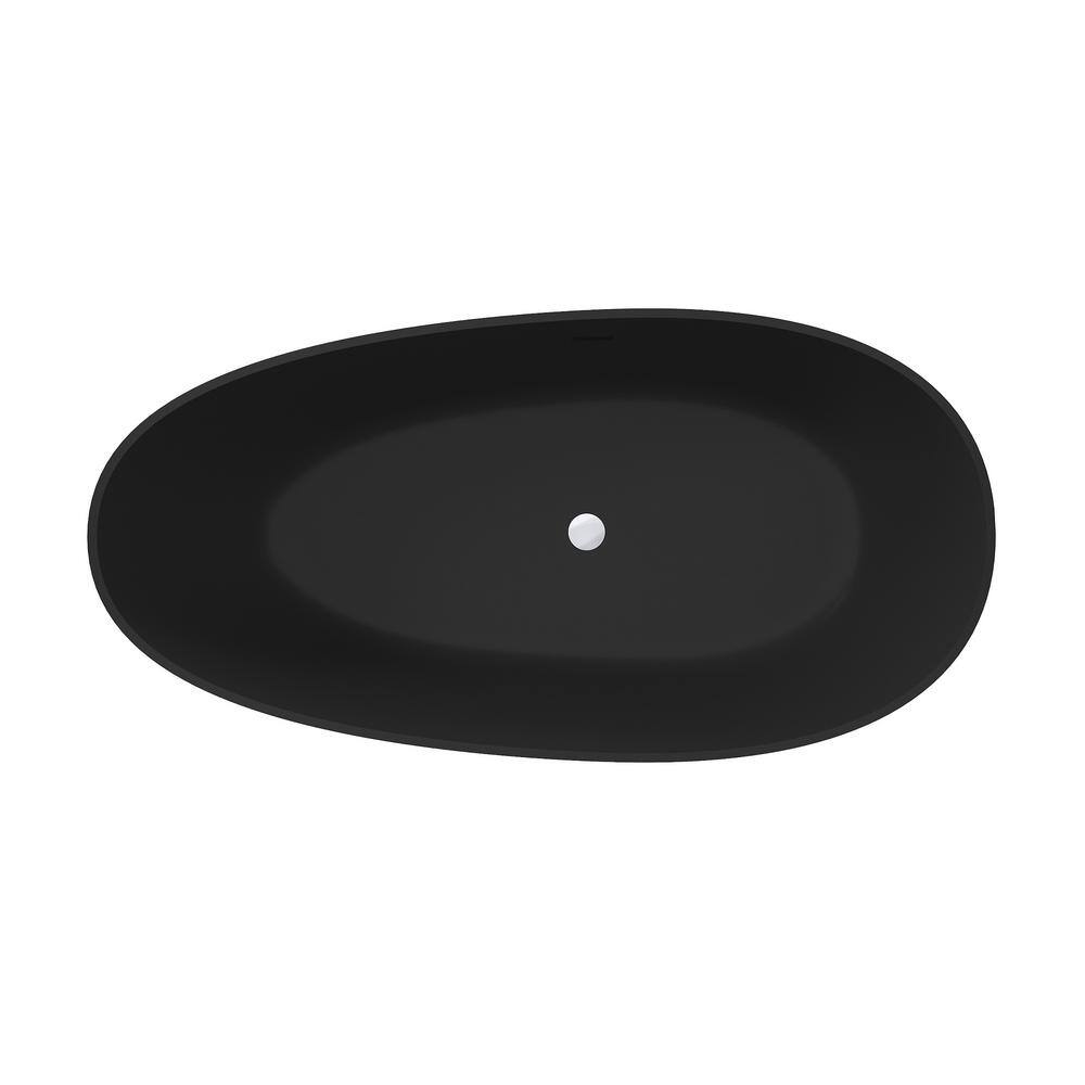 59'' Matte Black Solid Surface Freestanding Bathtub