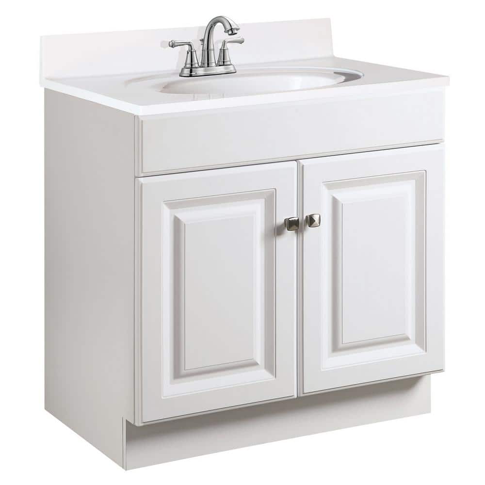 Wyndham 30" White MDF Freestanding Bathroom Vanity Cabinet