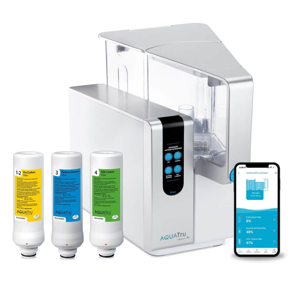 AquaTru Smart Countertop Water Filtration Purification System 4-Stage Ultra Reverse Osmosis Technology App and Wi-Fi