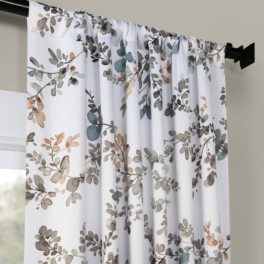 Antique Elm Floral Blackout Polyester Curtain Panel 50x96